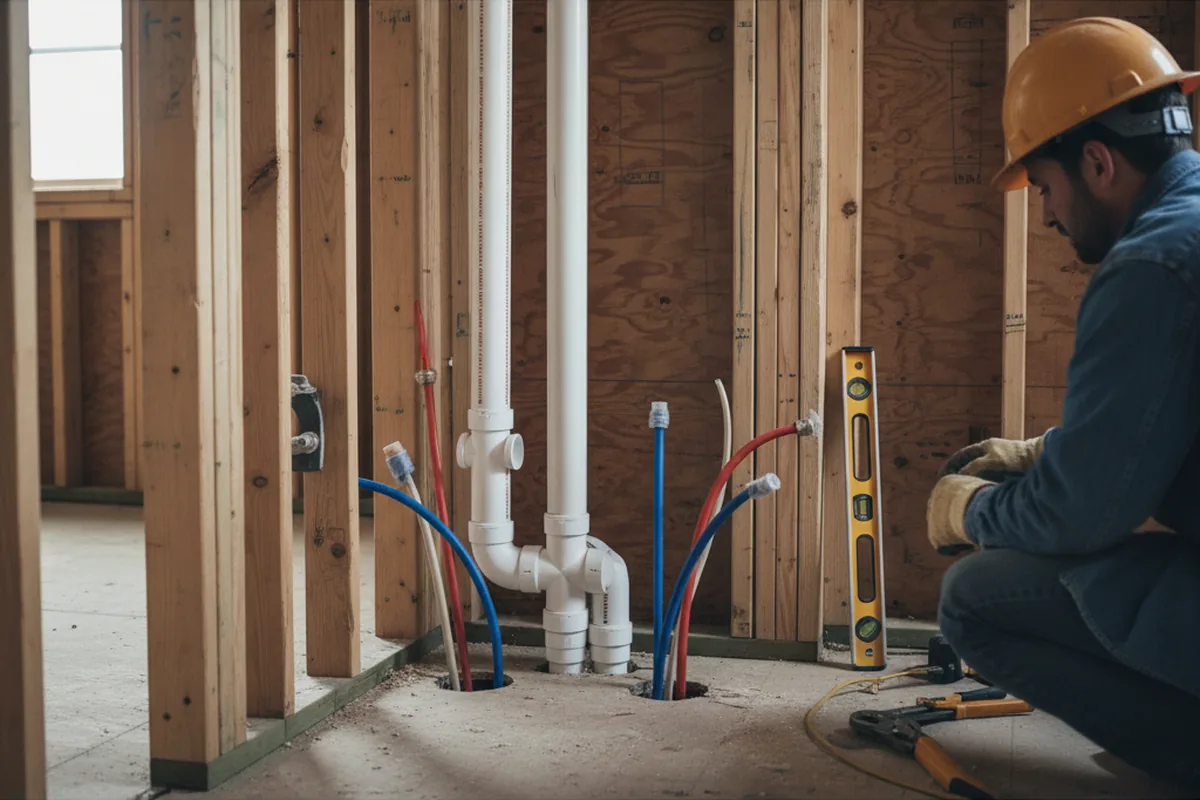 Drain and supply rough-in during Sump Pump Repair in Muscadine